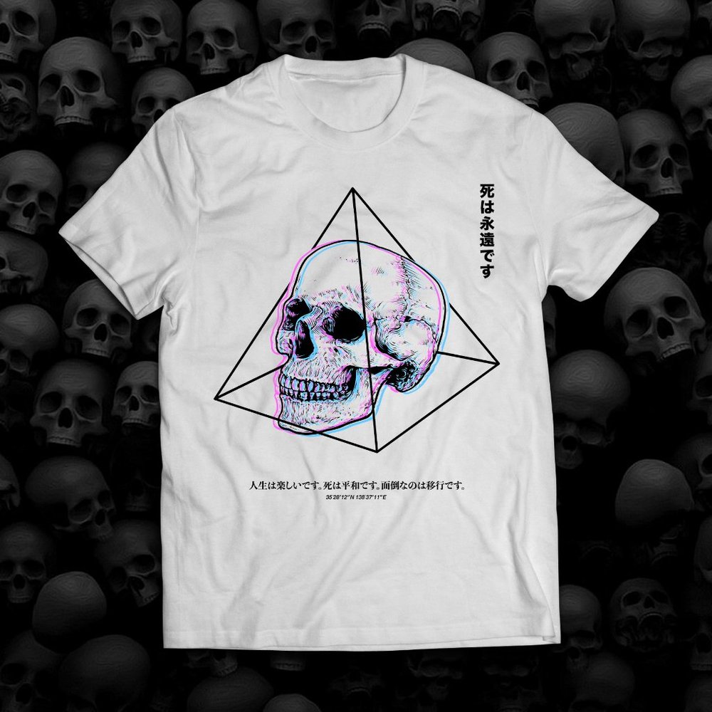 Japanese Inspired Triangle Of Death White Tee